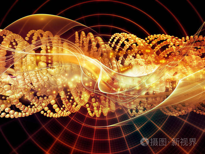 太空系列技术。技术科学与计算机信息世界中的波浪网格和光的排列