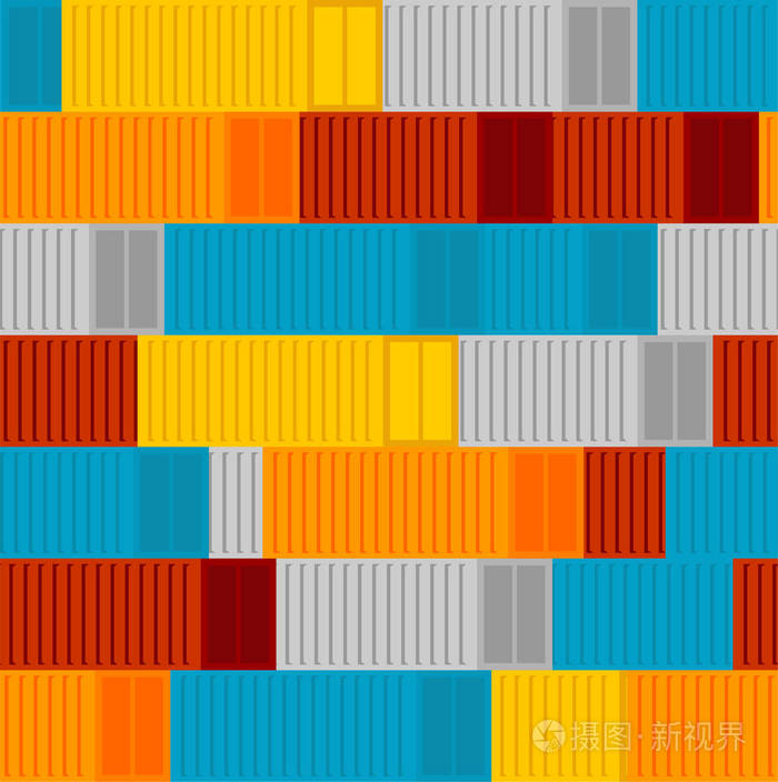 货运集装箱模式无缝。货物的运输背景。矢量饰品