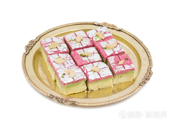 印度甜 Dryfruit Barfi 也知道作为腰果 Barfi, Mithai, barfee, Mawa Barfi, Ma