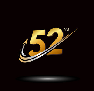 的周年纪念标志52 年周年纪念金心数字52象征标识矢量数字编号标志