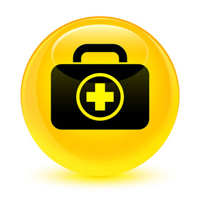 急救工具箱图标玻黄色圆形按钮