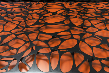 黑色 3d voronoi 有机结构在彩色背景上