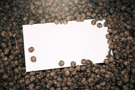 白色海报上褐色咖啡豆