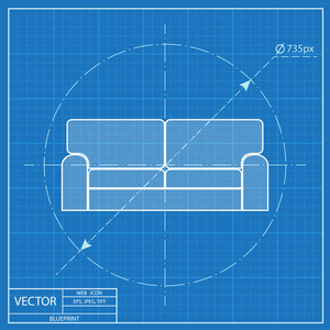 沙发的蓝图图标