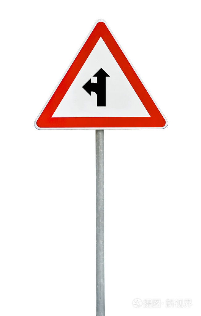 三角形的路标上杆的左的方向