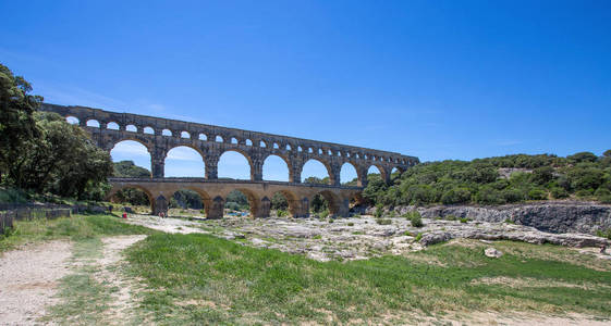 杜邦杜 Gard, 法国南部尼姆附近的罗马渡槽的一部分, 南法国, 欧洲