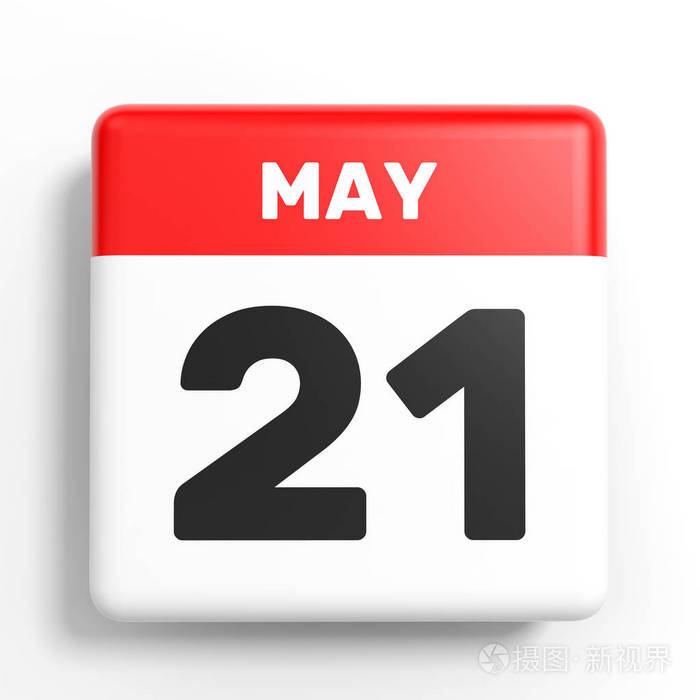 5月21日白色背景上的日历