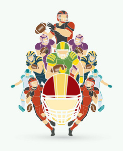 美国橄榄球运动员行动, 小组运动员球员, 体育概念图形载体