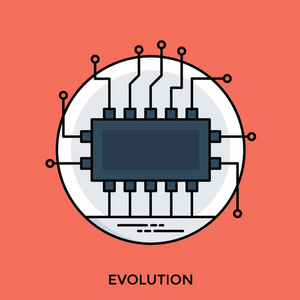 微处理器平面矢量图标集成电路
