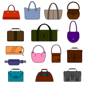 袋 钱包 手袋和行李箱简单的图标集