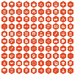 100企业战略图标六角橙