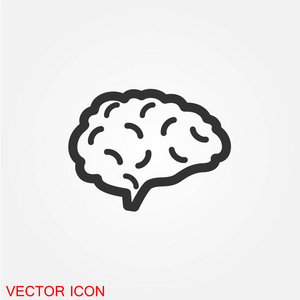 在白色背景矢量插图上隔离的人脑平面图标