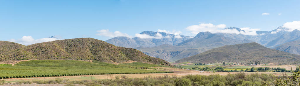 全景图的农场附近 Hoeko Swartberg 山的风景