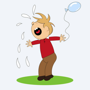 爱哭的孩子街上大声哭闹的孩子.矢量插图照片