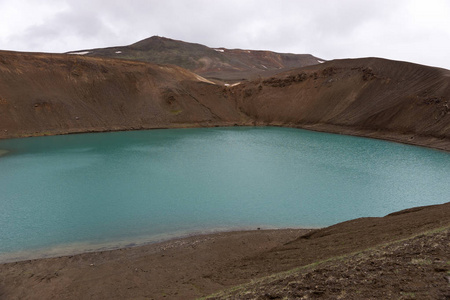 维提岛火山口在 krafla 地热区的看法冰岛
