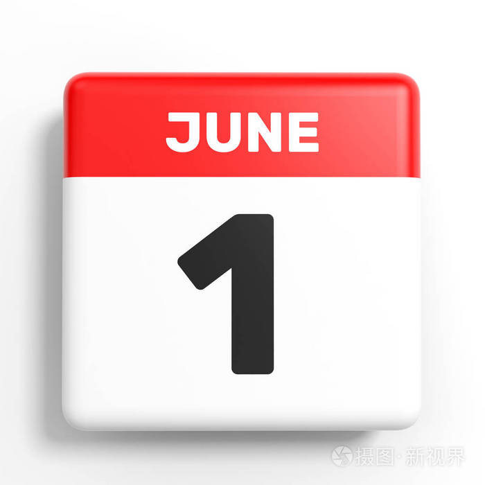 6月1日白色背景上的日历