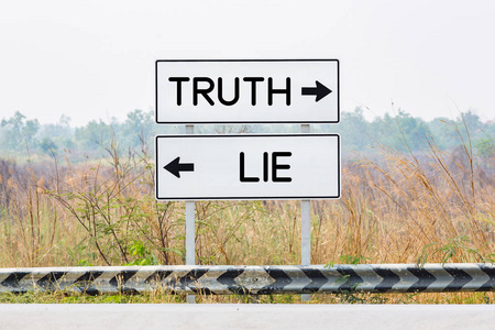 道路标志板与真相与谎言的文本