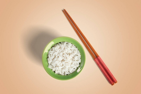碗的米饭和筷子