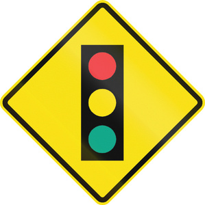 地铁入口和门交通灯和自行车道路标志旁边道路施工道路交叉口的交通