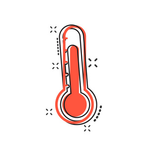 矢量温度计图标的漫画风格。目标符号插图象形文字。温度计业务飞溅效果概念