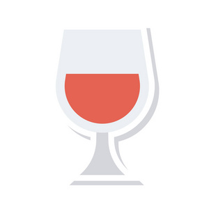酒杯白色背景上的红色和灰色颜色的平面图标
