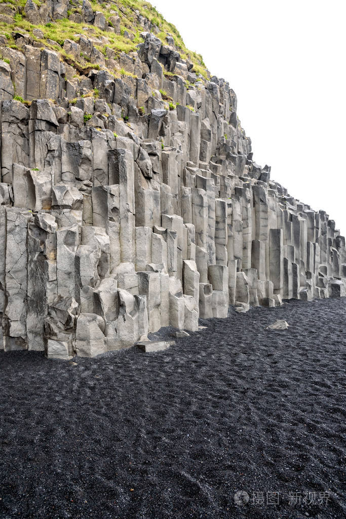 天然玄武岩石柱和黑沙海滩,reynisfjara,冰岛