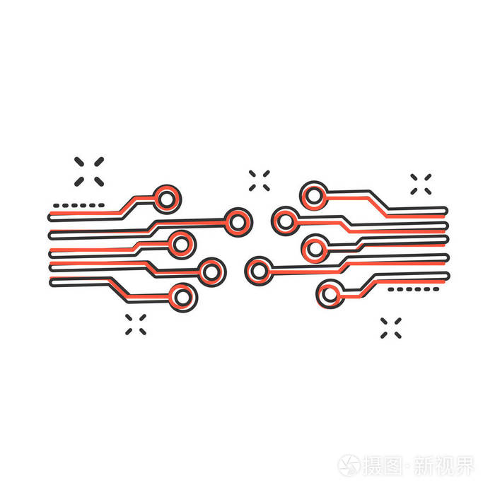 矢量卡通电路板图标的漫画风格.技术方案标志插图象形文字.