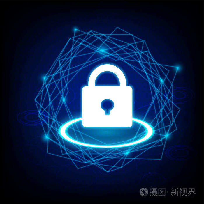 基于暗背景的关键图标矢量的网络安全概念