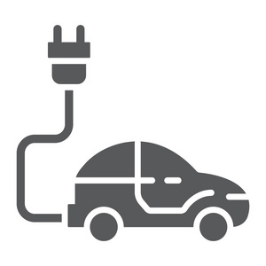 电标志符号, 生态车和能源, 可持续的交通标志, 矢量图形, 在白色背景上的固体图案, eps 10