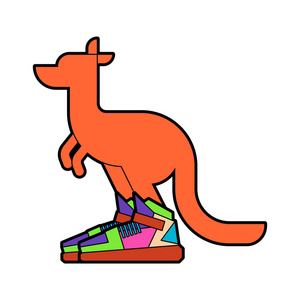 袋鼠在运动鞋被隔绝。澳大利亚动物运动员。矢量插图