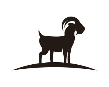 山羊动物农场图标矢量插图设计剪影