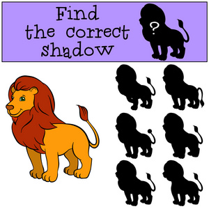搜索美丽的图片儿童游戏 ︰ 找到正确的影子.可爱的美丽狮子 sta照片