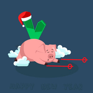 新年快乐。一套可爱有趣的猪。中国象征2019年。精美的节日礼品卡为您设计