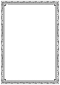 白色空白背景上的黑白装饰矢量边框, 用于证书,邀请,文档,菜单等照片