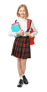 可爱的女孩在学校制服