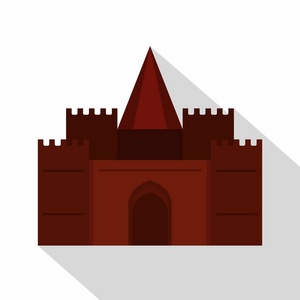 中世纪的宫殿图标，平面样式