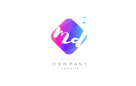 md m d 粉色蓝色菱形抽象手公司书面的字母 l