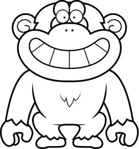 卡通黑猩猩咧嘴笑