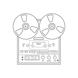 在白色背景上的线轴录音机。矢量插图