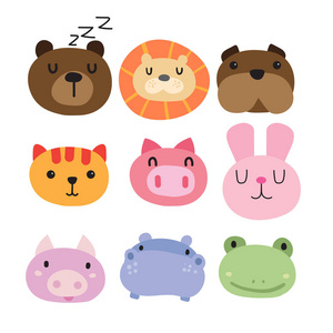 动物头部采集设计, 动物矢量采集设计照片