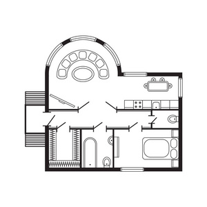 现代办公建筑计划室内家具和建筑设计绘图项目