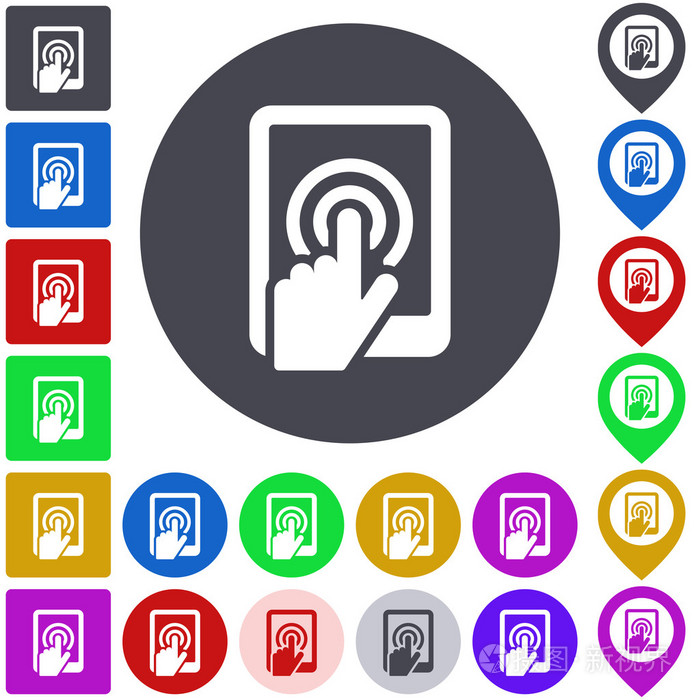 触摸屏幕上的图标, 按钮, 符号集插画-正版商用图片0qsuv2-摄图新视界