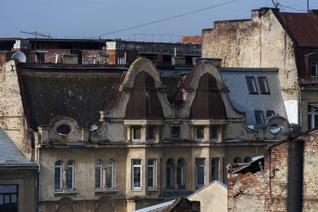 不寻常的利沃夫从顶层窗口视图