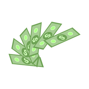 美国美元的绿纸在白色背景下被隔绝的风扇