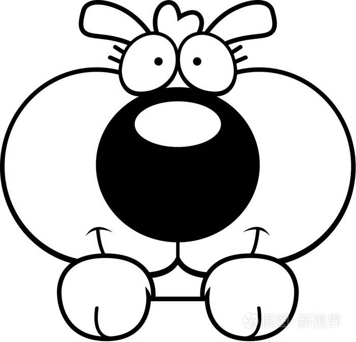 偷看的卡通小狗插画-正版商用图片0qsz8z-摄图新视界