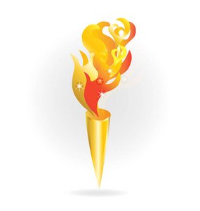 火焰花圈金色火焰火炬矢量照片