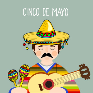 墨西哥的音乐家，cinco de mayo 贺卡