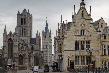 比利时根特的历史中心的视图
