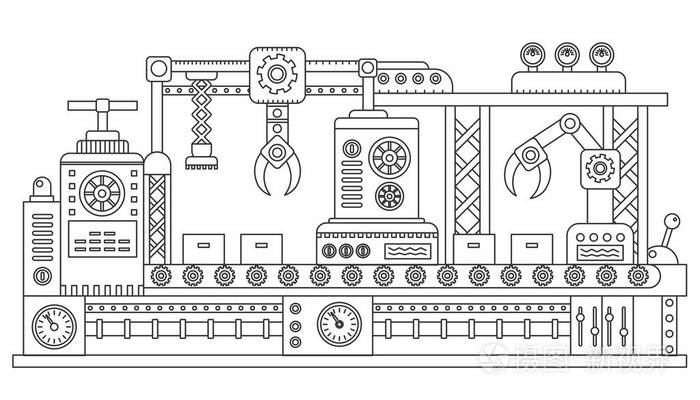 计算机控制的机器人包装纸箱的工业流水线.