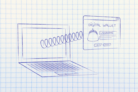 数字钱包弹出与春天从笔记本电脑